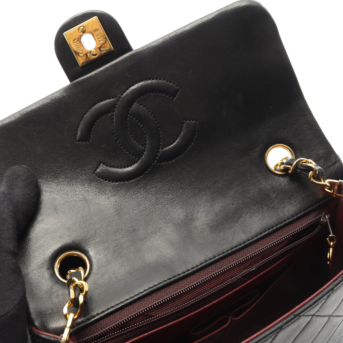 ミニマトラッセ20 チェーンショルダーバッグ ラムスキン ブラック ゴールド金具 ヴィンテージ シャネル バッグ CHANEL