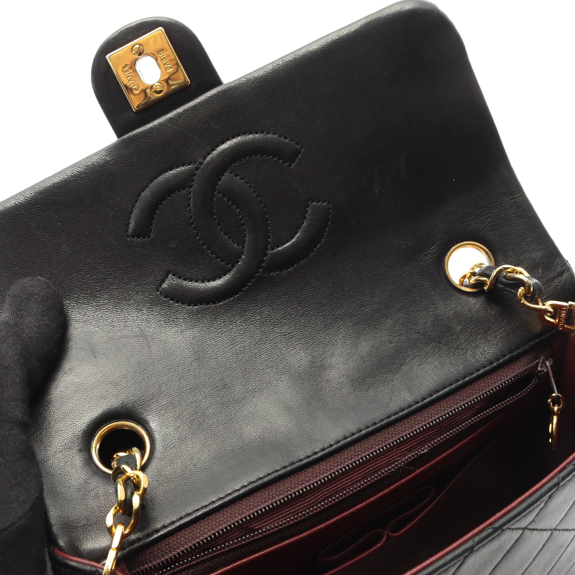 ミニマトラッセ20 チェーンショルダーバッグ ラムスキン ブラック ゴールド金具 ヴィンテージ シャネル バッグ CHANEL