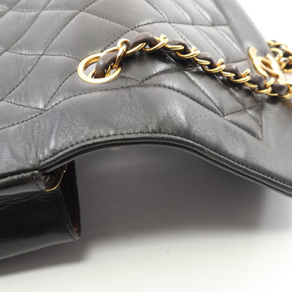 マトラッセ ダイアナフラップ チェーンショルダーバッグ ラムスキン ブラック ゴールド金具 シャネル バッグ CHANEL