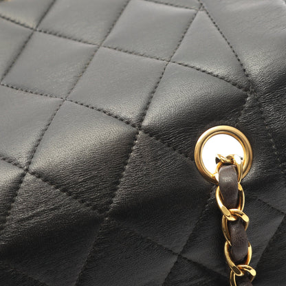 マトラッセ ダイアナフラップ チェーンショルダーバッグ ラムスキン ブラック ゴールド金具 シャネル バッグ CHANEL