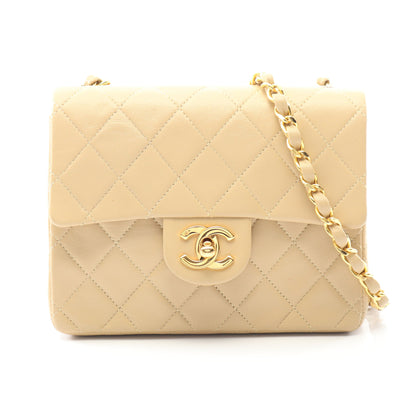 ミニマトラッセ チェーンショルダーバッグ ラムスキン ベージュ ゴールド金具 ヴィンテージ シャネル バッグ CHANEL