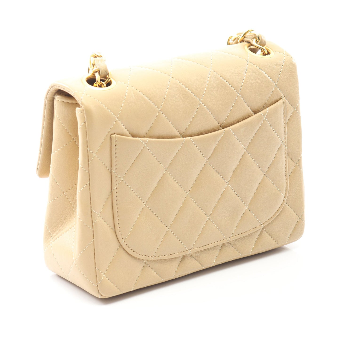 ミニマトラッセ チェーンショルダーバッグ ラムスキン ベージュ ゴールド金具 ヴィンテージ シャネル バッグ CHANEL