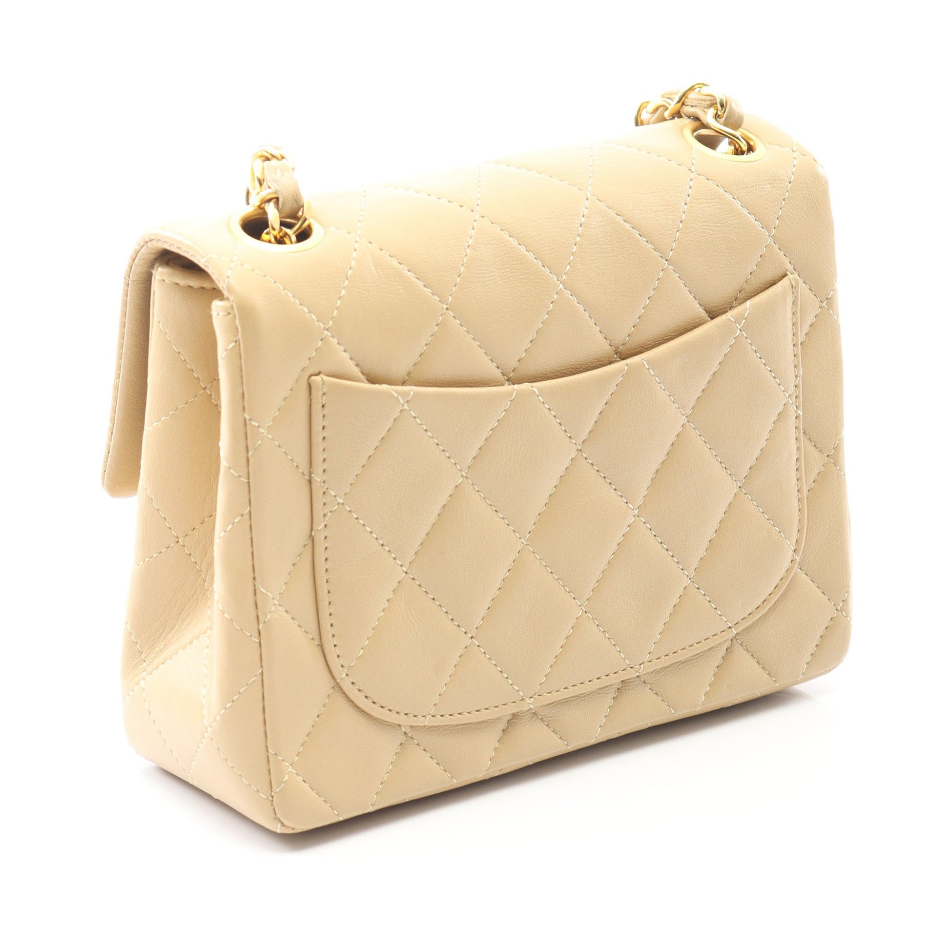 ミニマトラッセ チェーンショルダーバッグ ラムスキン ベージュ ゴールド金具 ヴィンテージ シャネル バッグ CHANEL