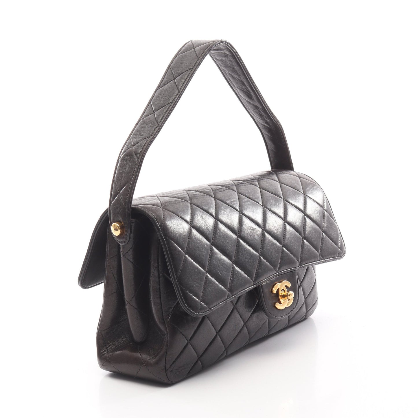 マトラッセ ダブルフェイス ハンドバッグ ラムスキン ブラック ゴールド金具 シャネル バッグ CHANEL