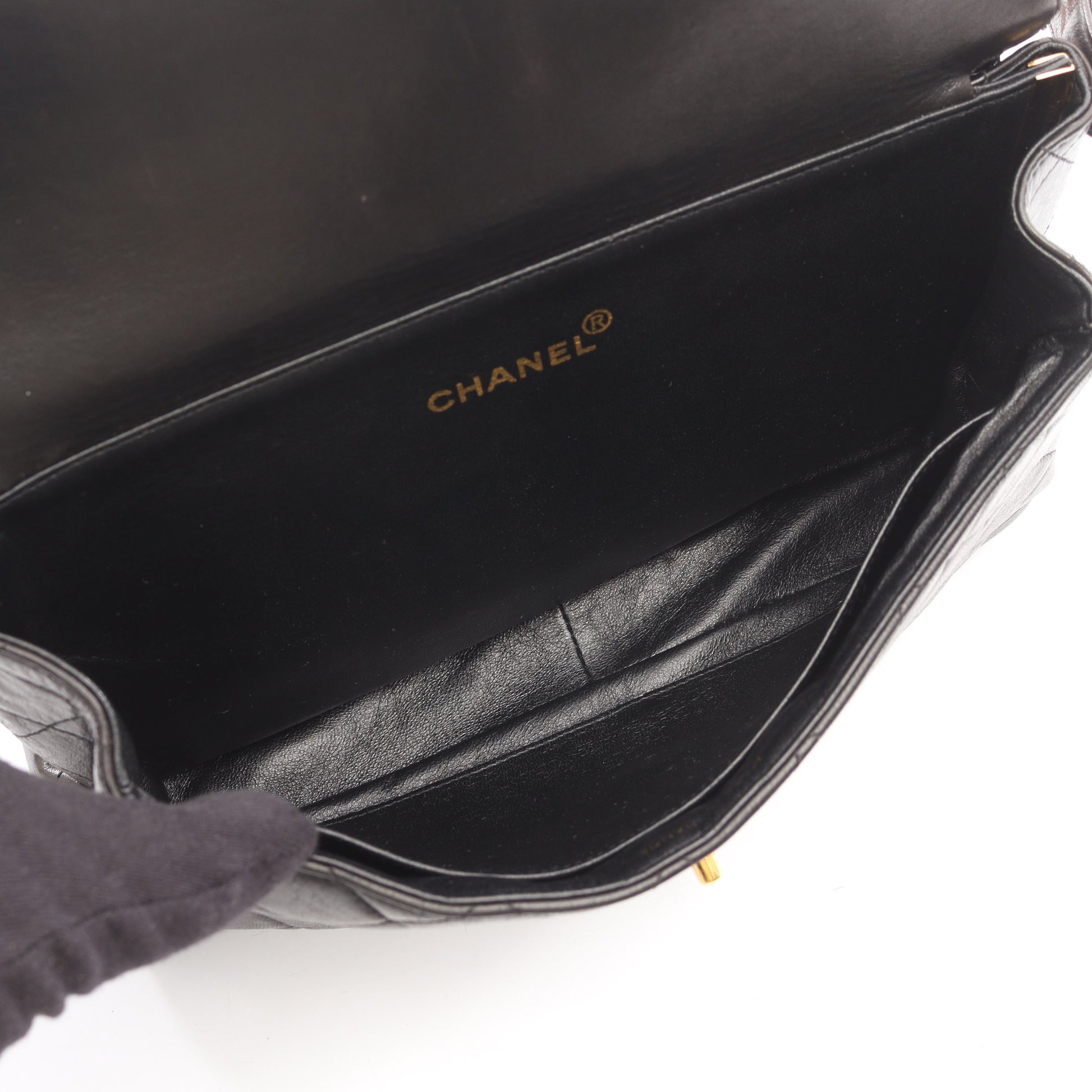 マトラッセ ダブルフェイス ハンドバッグ ラムスキン ブラック ゴールド金具 シャネル バッグ CHANEL