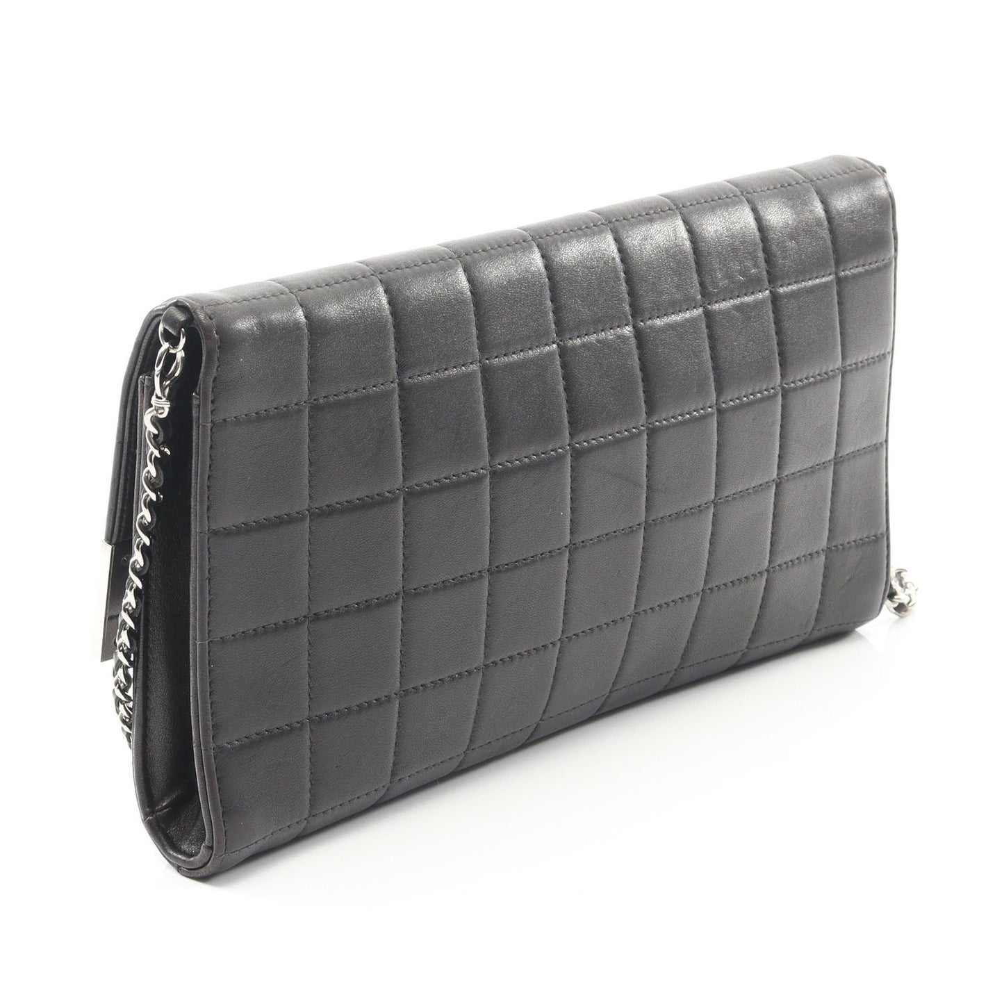 チョコバー チェーンショルダーバッグ ラムスキン ブラック シルバー金具 シャネル バッグ CHANEL
