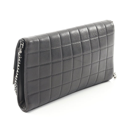 チョコバー チェーンショルダーバッグ ラムスキン ブラック シルバー金具 シャネル バッグ CHANEL