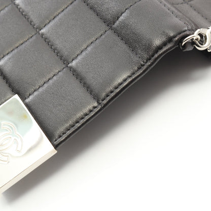 チョコバー チェーンショルダーバッグ ラムスキン ブラック シルバー金具 シャネル バッグ CHANEL