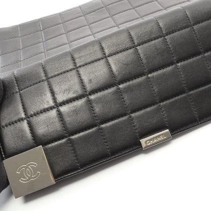 チョコバー チェーンショルダーバッグ ラムスキン ブラック シルバー金具 シャネル バッグ CHANEL