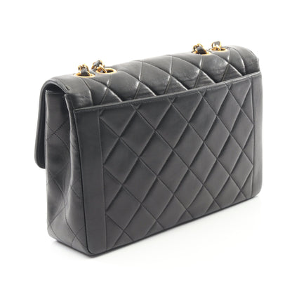 マトラッセ シングルフラップ チェーンショルダーバッグ ラムスキン ブラック ゴールド金具 シャネル バッグ CHANEL