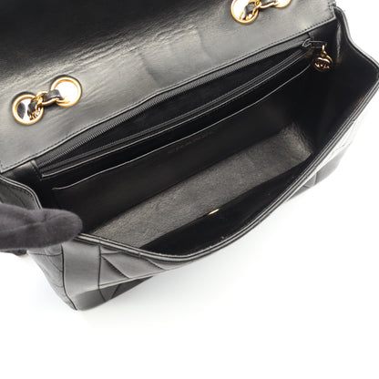 マトラッセ シングルフラップ チェーンショルダーバッグ ラムスキン ブラック ゴールド金具 シャネル バッグ CHANEL
