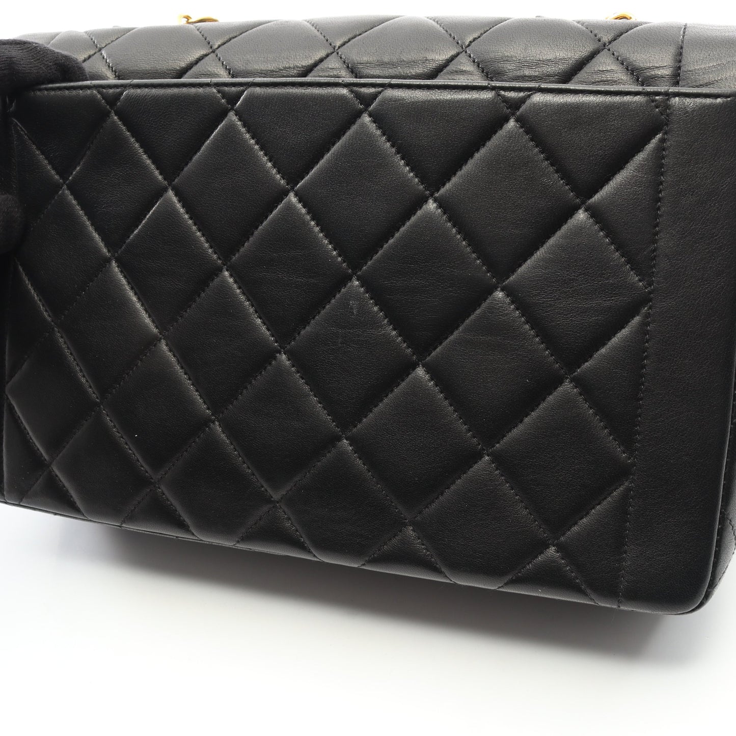 マトラッセ シングルフラップ チェーンショルダーバッグ ラムスキン ブラック ゴールド金具 シャネル バッグ CHANEL