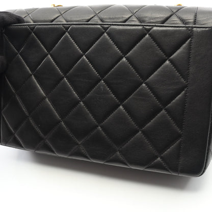 マトラッセ シングルフラップ チェーンショルダーバッグ ラムスキン ブラック ゴールド金具 シャネル バッグ CHANEL