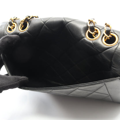 マトラッセ シングルフラップ チェーンショルダーバッグ ラムスキン ブラック ゴールド金具 シャネル バッグ CHANEL