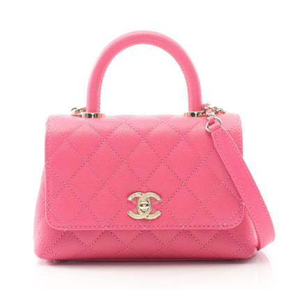 ココハンドルXXS トップハンドル ハンドバッグ キャビアスキン ピンクパープル ゴールド金具 2WAY シャネル バッグ CHANEL