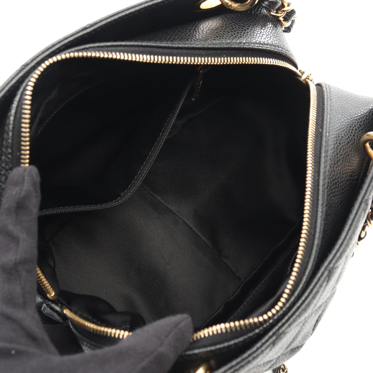 マトラッセ チェーンショルダーバッグ キャビアスキン ブラック ゴールド金具 シャネル バッグ CHANEL
