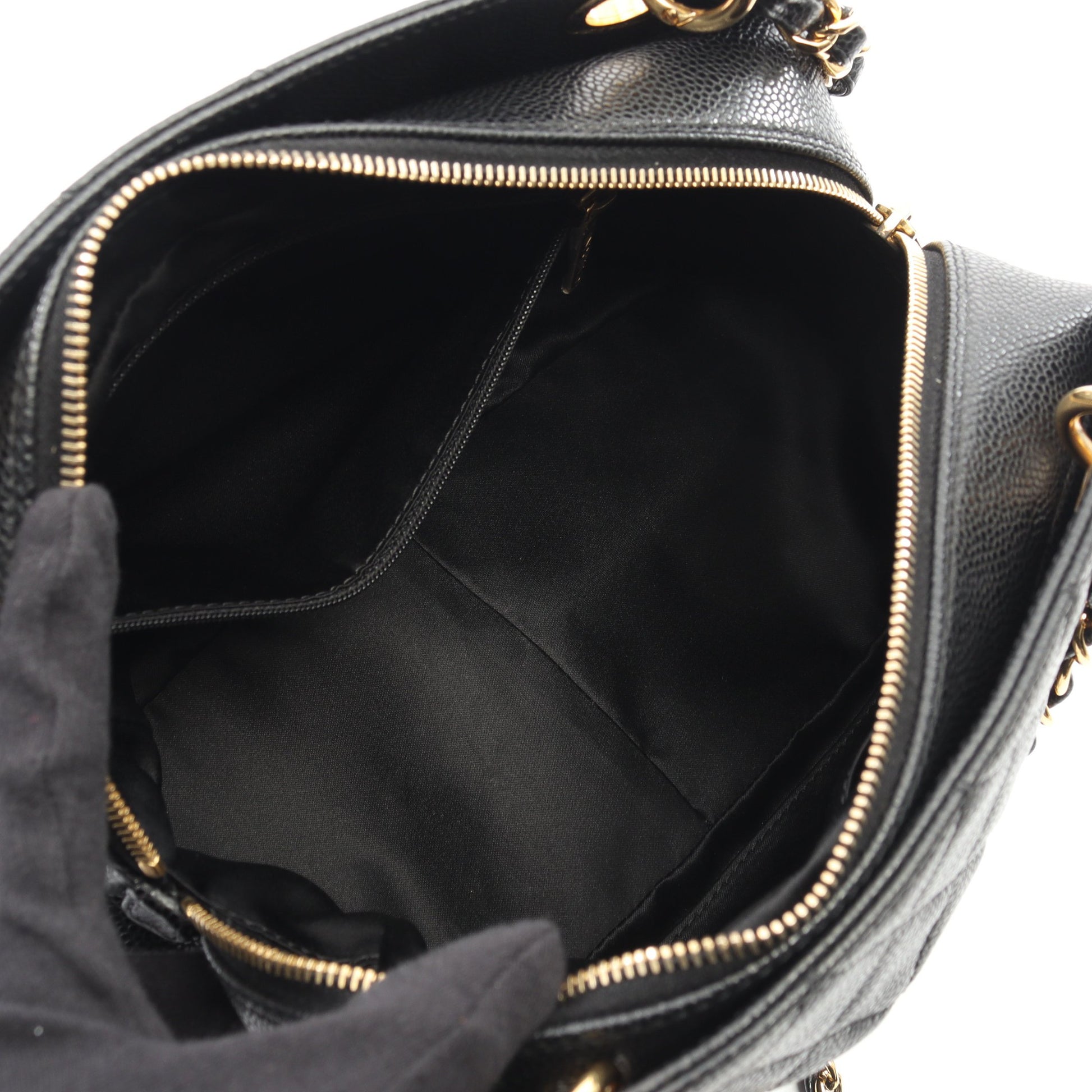 マトラッセ チェーンショルダーバッグ キャビアスキン ブラック ゴールド金具 シャネル バッグ CHANEL