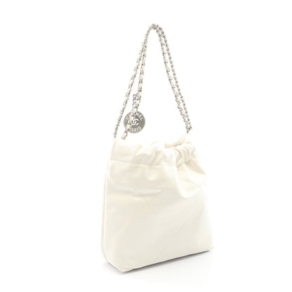 CHANEL 22 ミニ チェーンショルダーバッグ レザー ホワイト シルバー金具 シャネル バッグ CHANEL