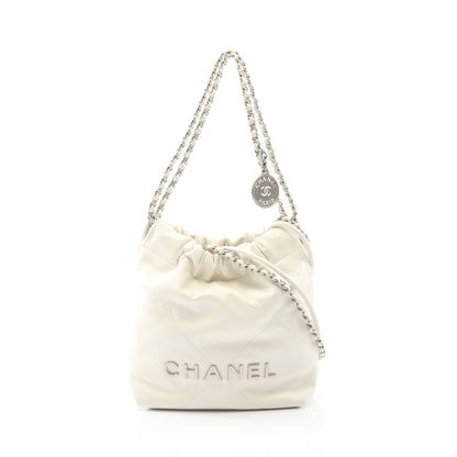 CHANEL 22 ミニ チェーンショルダーバッグ レザー ホワイト シルバー金具 シャネル バッグ CHANEL
