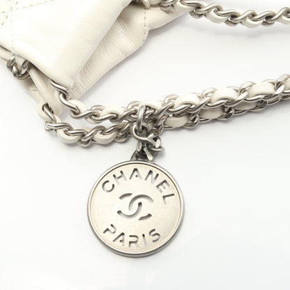 CHANEL 22 ミニ チェーンショルダーバッグ レザー ホワイト シルバー金具 シャネル バッグ CHANEL