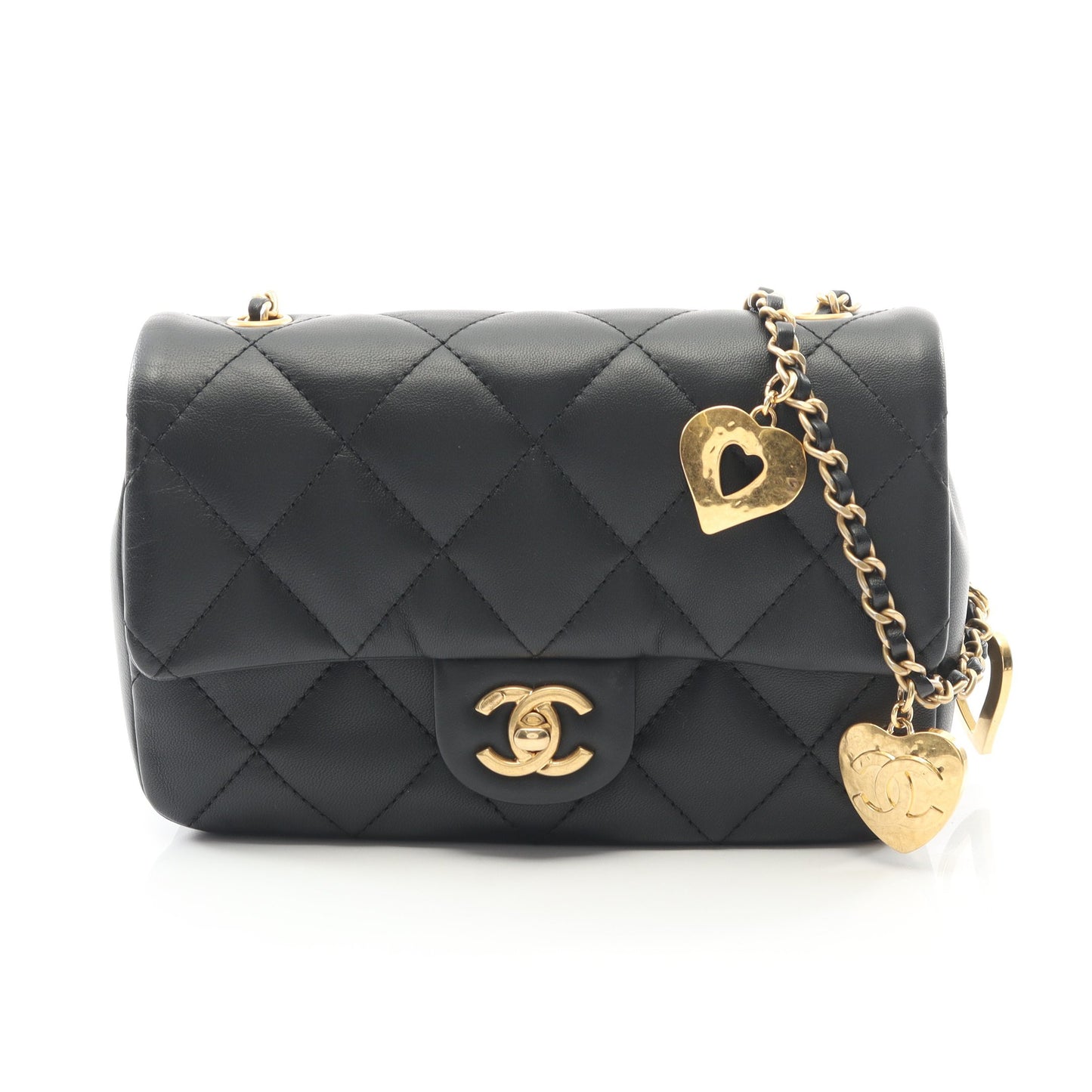 マトラッセ チェーンショルダーバッグ ラムスキン ブラック ゴールド金具 シャネル バッグ CHANEL