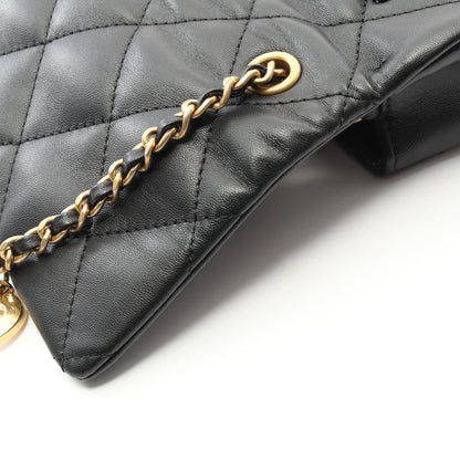 マトラッセ チェーンショルダーバッグ ラムスキン ブラック ゴールド金具 シャネル バッグ CHANEL