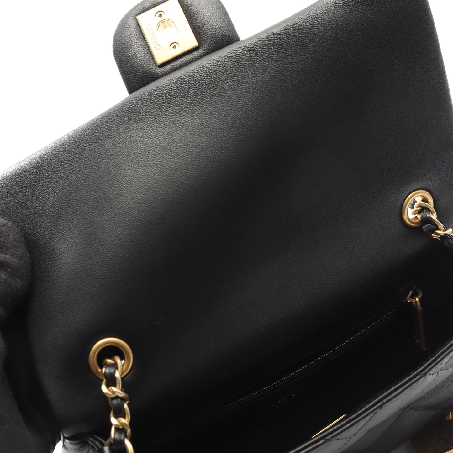マトラッセ チェーンショルダーバッグ ラムスキン ブラック ゴールド金具 シャネル バッグ CHANEL