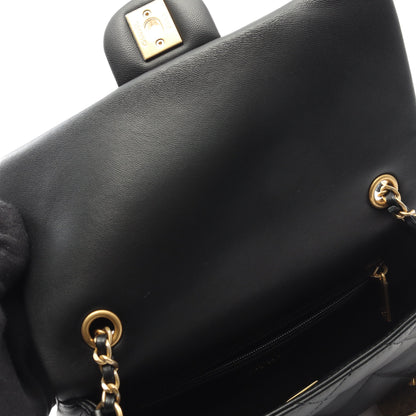マトラッセ チェーンショルダーバッグ ラムスキン ブラック ゴールド金具 シャネル バッグ CHANEL