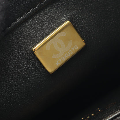 マトラッセ チェーンショルダーバッグ ラムスキン ブラック ゴールド金具 シャネル バッグ CHANEL