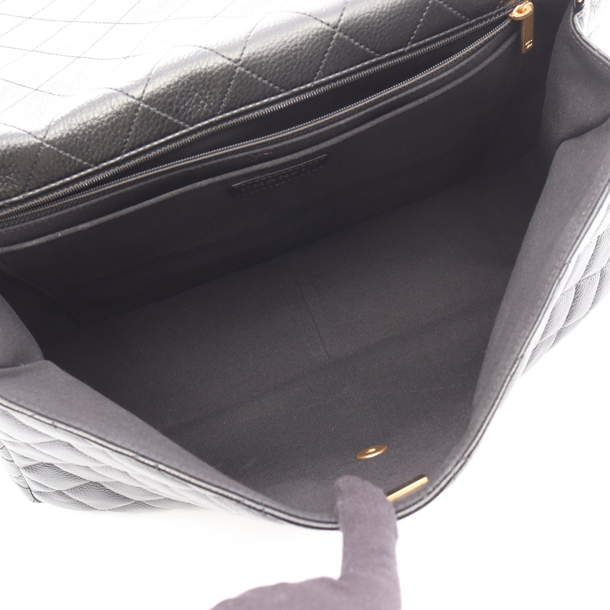 マキシ フラップ マトラッセ チェーンショルダーバッグ レザー ブラック ゴールド金具 シャネル バッグ CHANEL