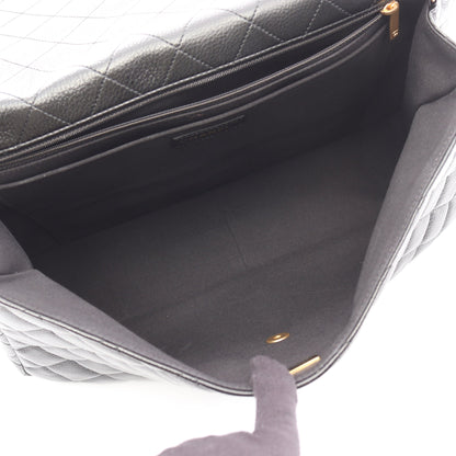 マキシ フラップ マトラッセ チェーンショルダーバッグ レザー ブラック ゴールド金具 シャネル バッグ CHANEL