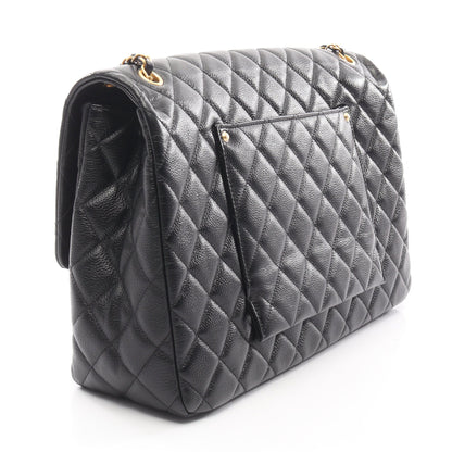 マキシ フラップ マトラッセ チェーンショルダーバッグ レザー ブラック ゴールド金具 シャネル バッグ CHANEL