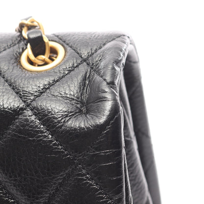 マキシ フラップ マトラッセ チェーンショルダーバッグ レザー ブラック ゴールド金具 シャネル バッグ CHANEL