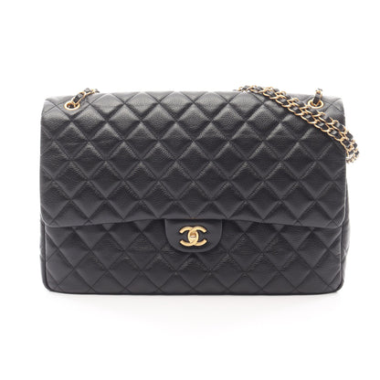 マキシ フラップ マトラッセ チェーンショルダーバッグ レザー ブラック ゴールド金具 シャネル バッグ CHANEL