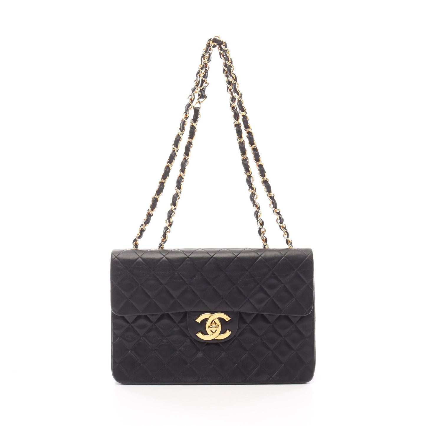 デカマトラッセ34 Wチェーンショルダーバッグ ラムスキン ブラック ゴールド金具 シャネル バッグ CHANEL