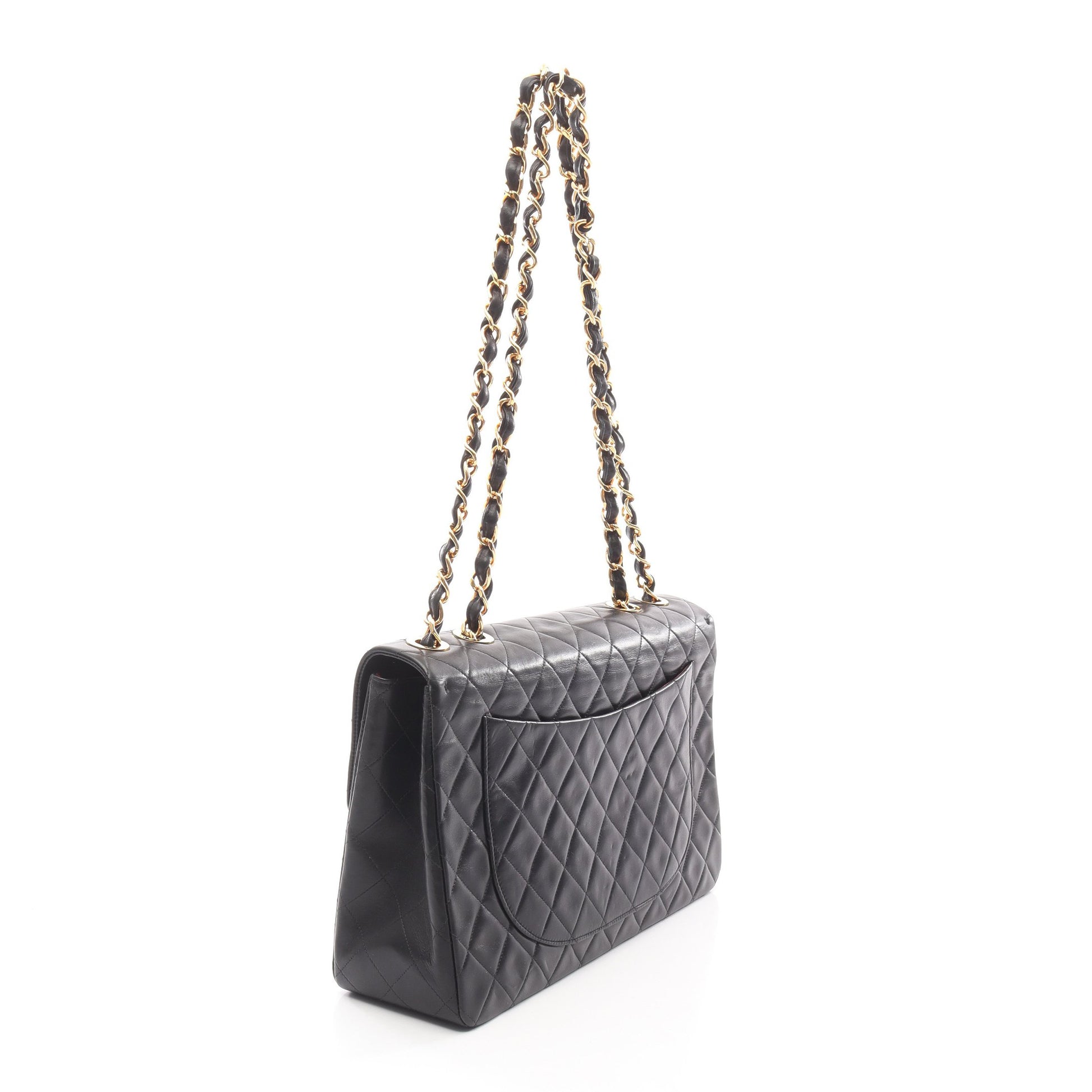 デカマトラッセ34 Wチェーンショルダーバッグ ラムスキン ブラック ゴールド金具 シャネル バッグ CHANEL