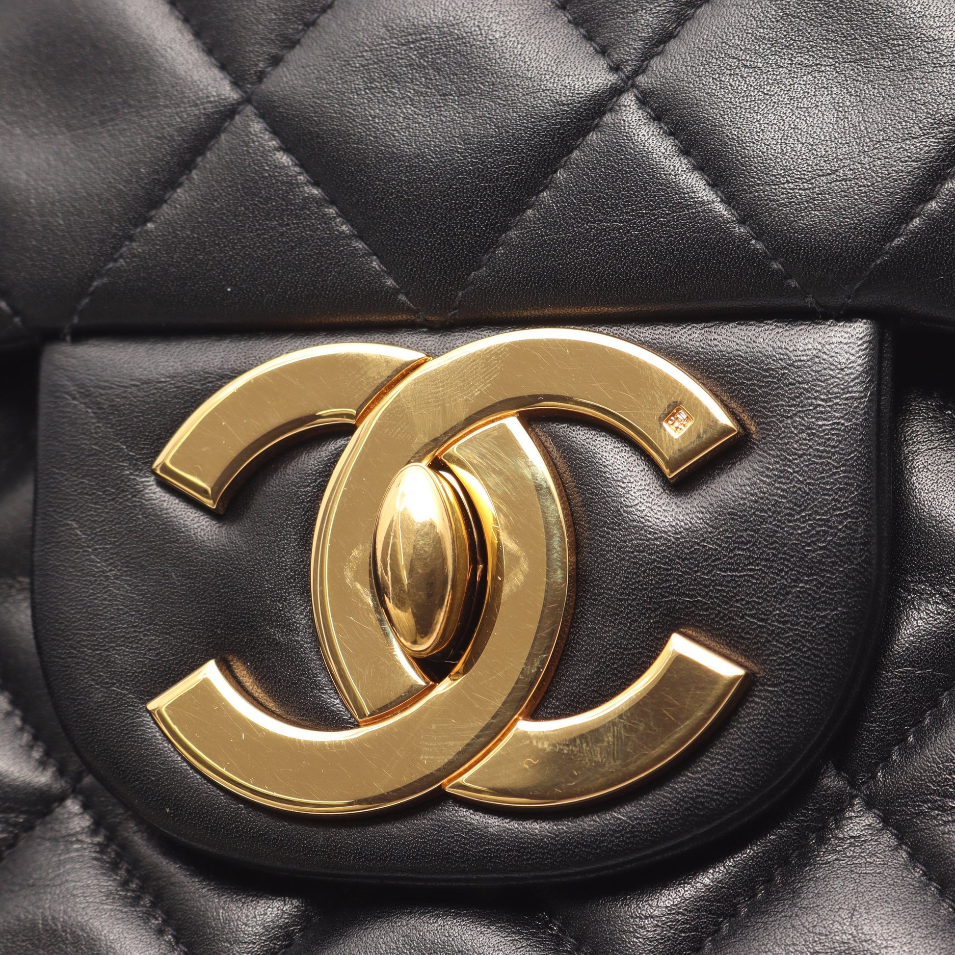 デカマトラッセ34 Wチェーンショルダーバッグ ラムスキン ブラック ゴールド金具 シャネル バッグ CHANEL