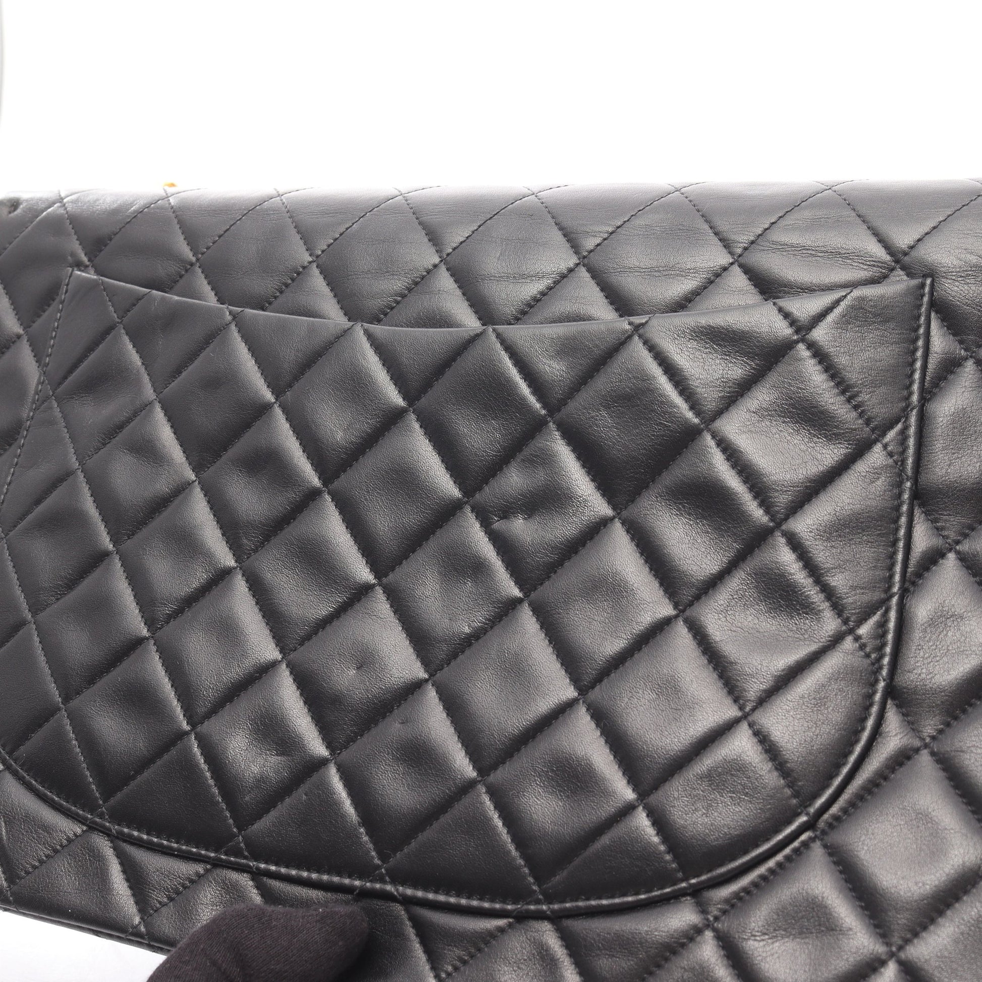 デカマトラッセ34 Wチェーンショルダーバッグ ラムスキン ブラック ゴールド金具 シャネル バッグ CHANEL