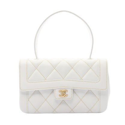 ワイルドステッチ ハンドバッグ レザー ホワイト ゴールド金具 シャネル バッグ CHANEL