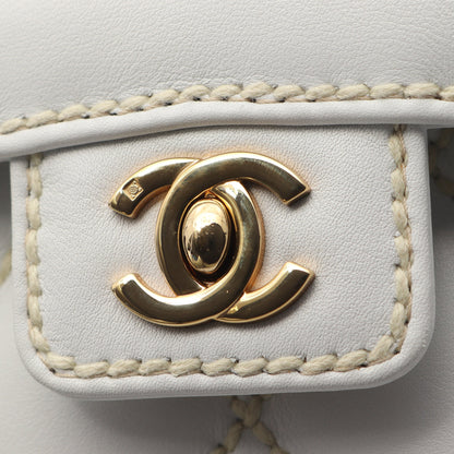 ワイルドステッチ ハンドバッグ レザー ホワイト ゴールド金具 シャネル バッグ CHANEL