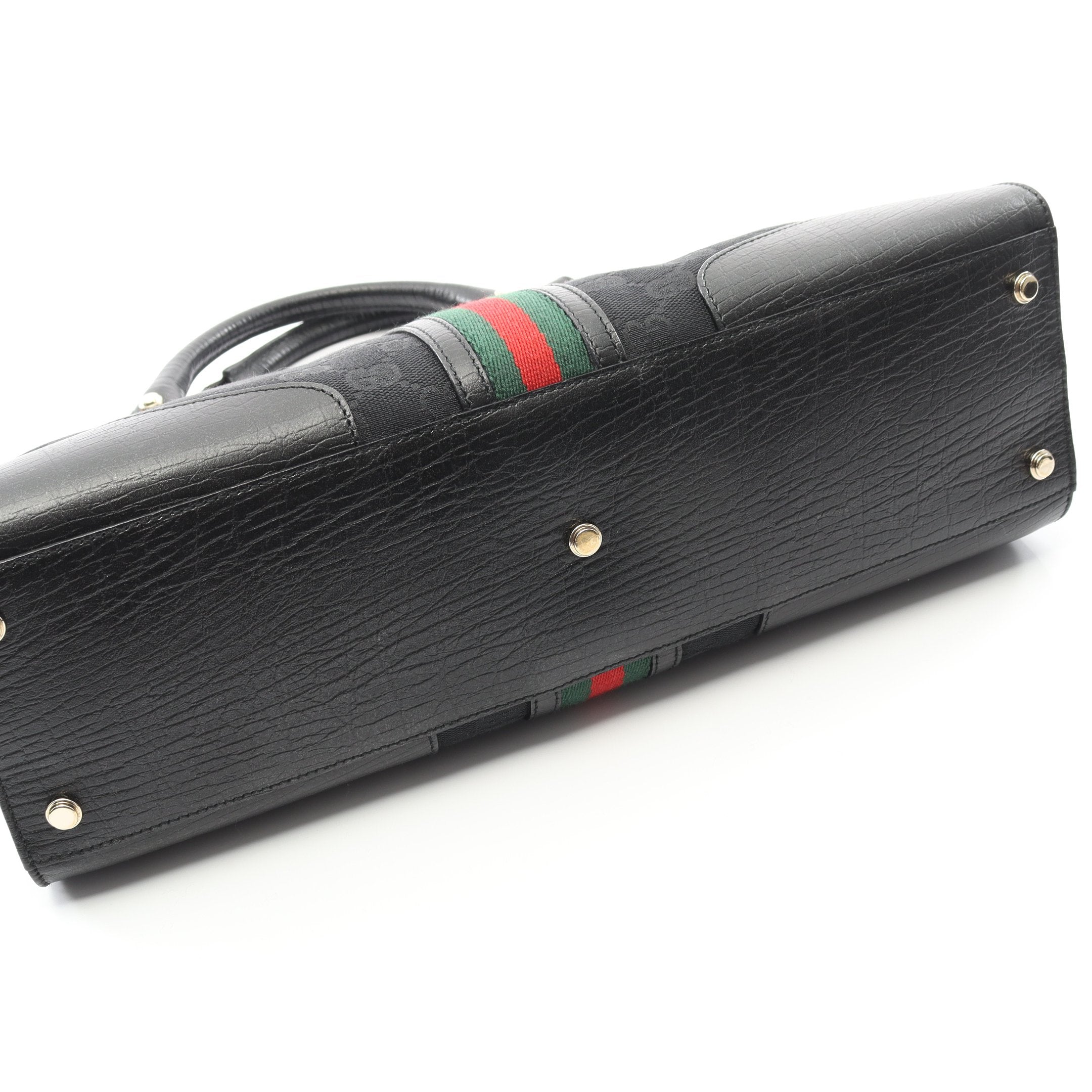 GGキャンバス シェリーライン ハンドバッグ キャンバス レザー