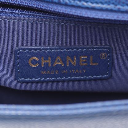 マトラッセ トップハンドル チェーンショルダーバッグ キャビアスキン ブルー ゴールド金具 2WAY シャネル バッグ CHANEL
