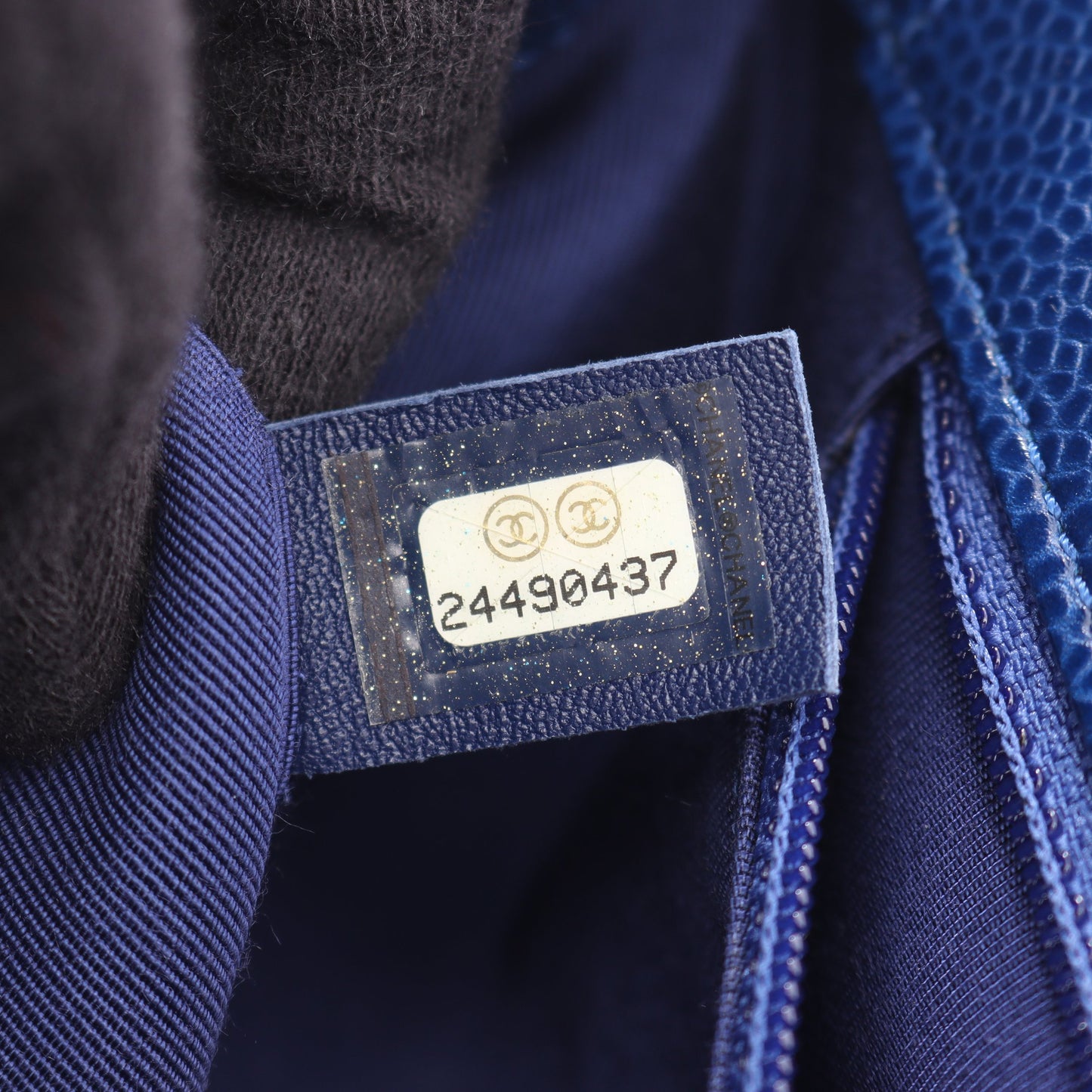 マトラッセ トップハンドル チェーンショルダーバッグ キャビアスキン ブルー ゴールド金具 2WAY シャネル バッグ CHANEL