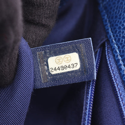 マトラッセ トップハンドル チェーンショルダーバッグ キャビアスキン ブルー ゴールド金具 2WAY シャネル バッグ CHANEL
