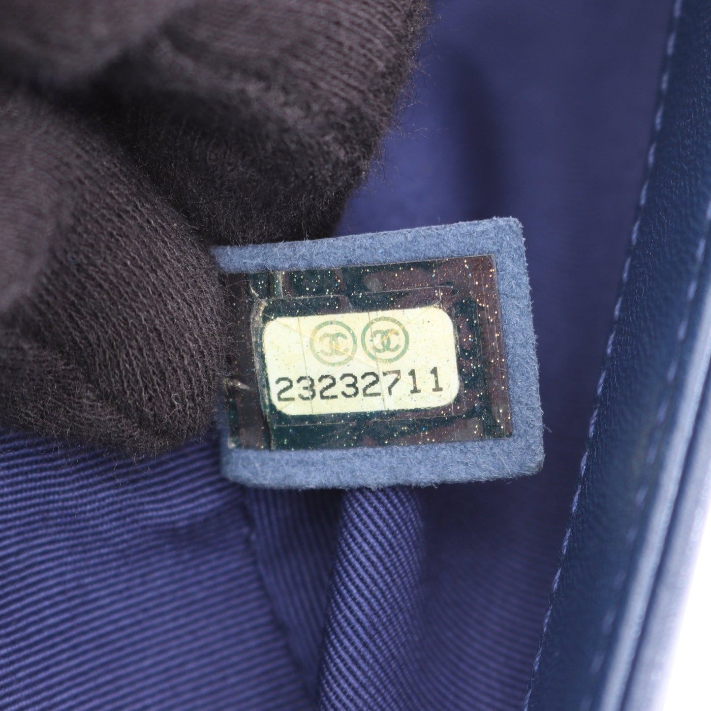 ボーイシャネル チェーンショルダーバッグ ラムスキン ブルー アンティークシルバー金具 シャネル バッグ CHANEL