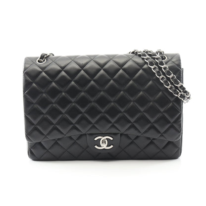 デカマトラッセ34 Wフラップ Wチェーンショルダーバッグ ラムスキン ブラック シルバー金具 シャネル バッグ CHANEL