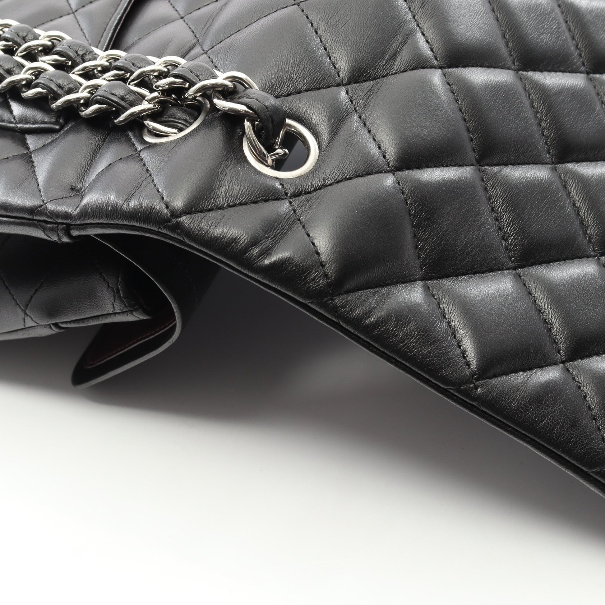 デカマトラッセ34 Wフラップ Wチェーンショルダーバッグ ラムスキン ブラック シルバー金具 シャネル バッグ CHANEL