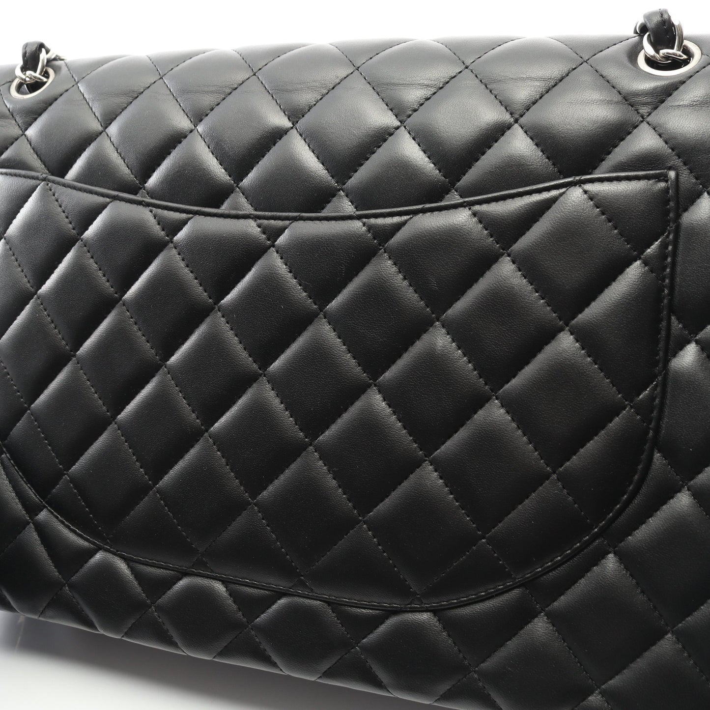 デカマトラッセ34 Wフラップ Wチェーンショルダーバッグ ラムスキン ブラック シルバー金具 シャネル バッグ CHANEL
