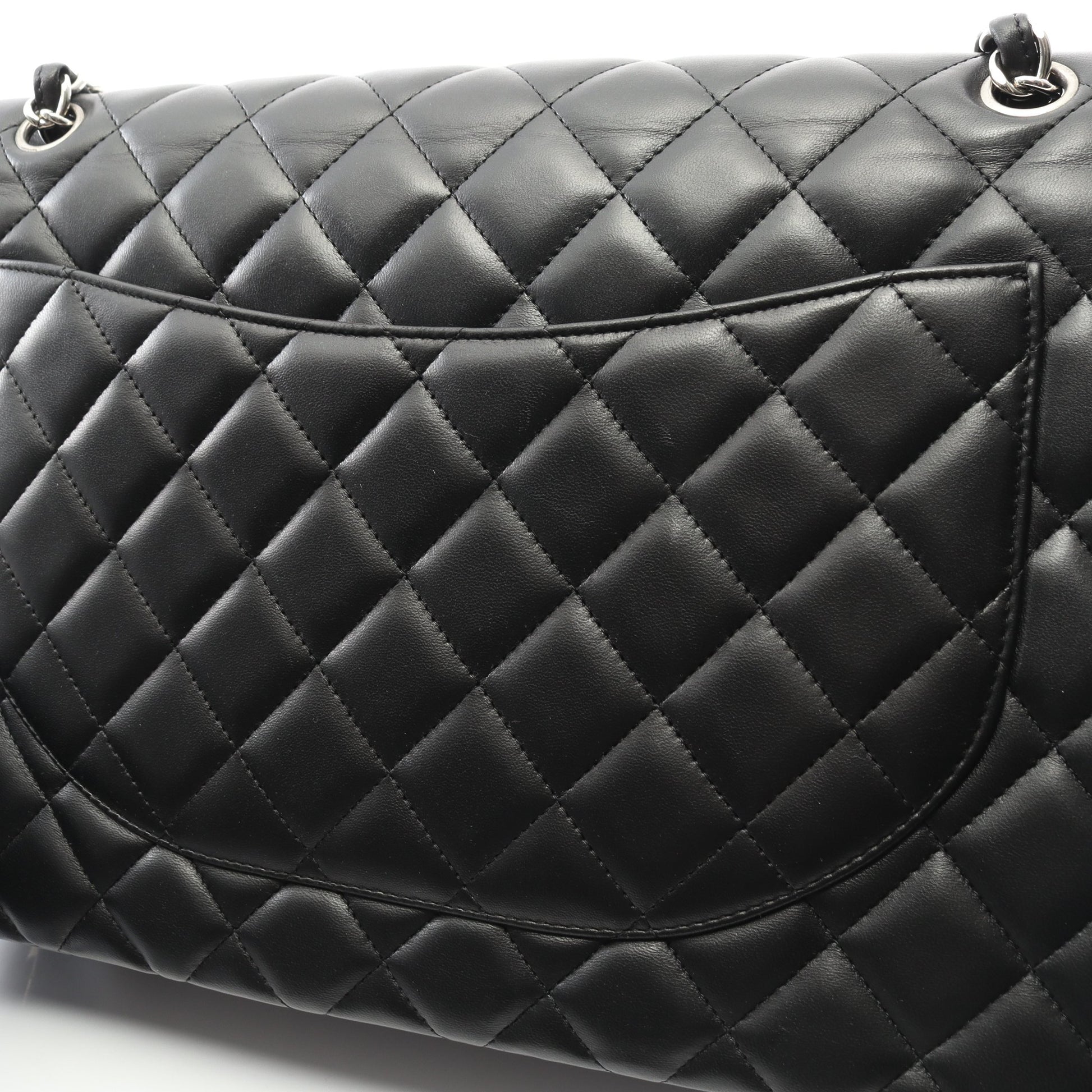デカマトラッセ34 Wフラップ Wチェーンショルダーバッグ ラムスキン ブラック シルバー金具 シャネル バッグ CHANEL