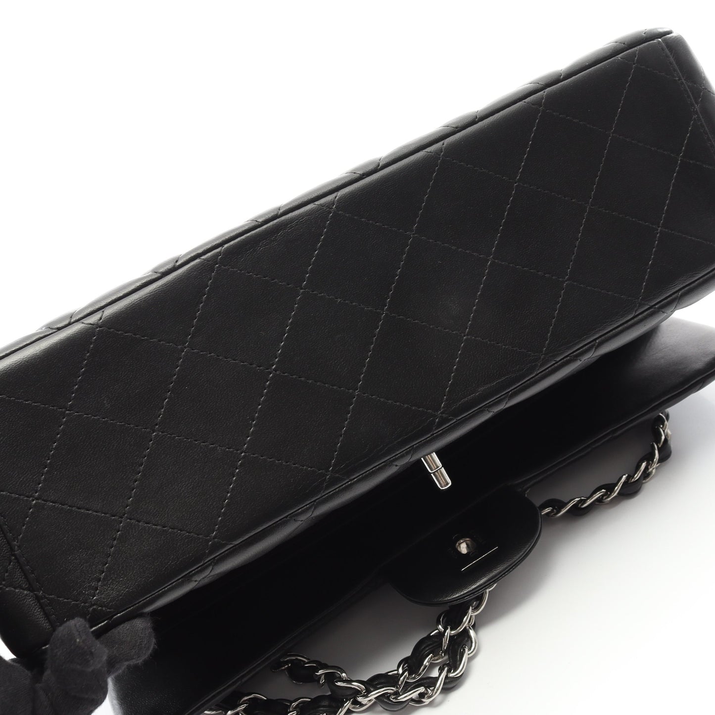 デカマトラッセ34 Wフラップ Wチェーンショルダーバッグ ラムスキン ブラック シルバー金具 シャネル バッグ CHANEL